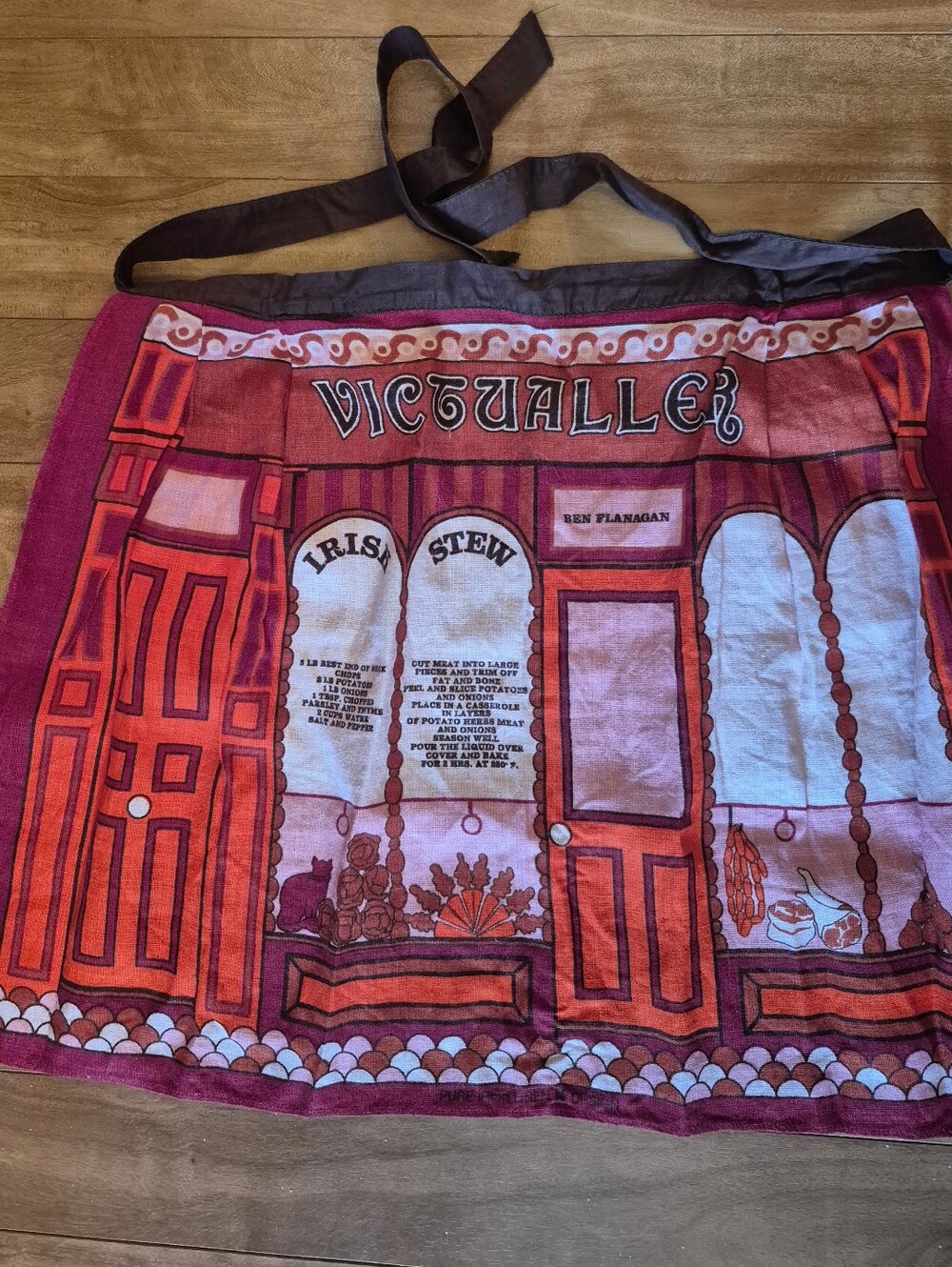 Vintage Irish Stew Recipe Half Apron Like New